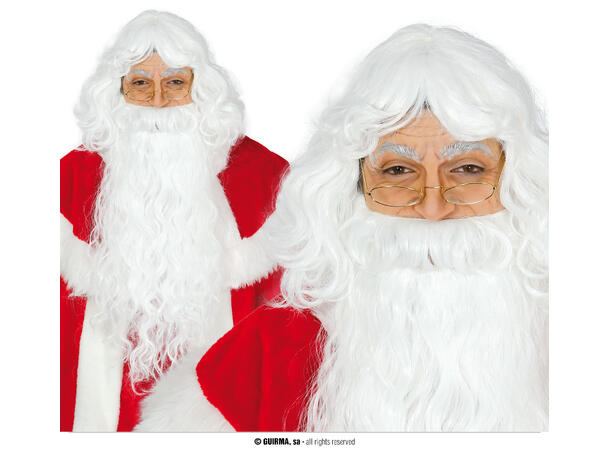 Nisseparykk med skjegg - XL m/krøller 1 Parykk  og skjegg i syntetisk hår 