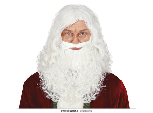 Nisseparykk med skjegg - lang m/krøller 1 Parykk  og skjegg i syntetisk hår 