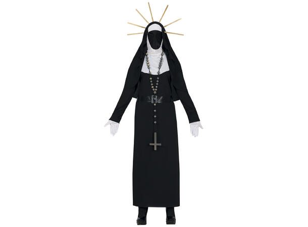 Nonne - Sort Lasanta m/maske og glorie 1 Damekostyme - str 38-40 (M) 