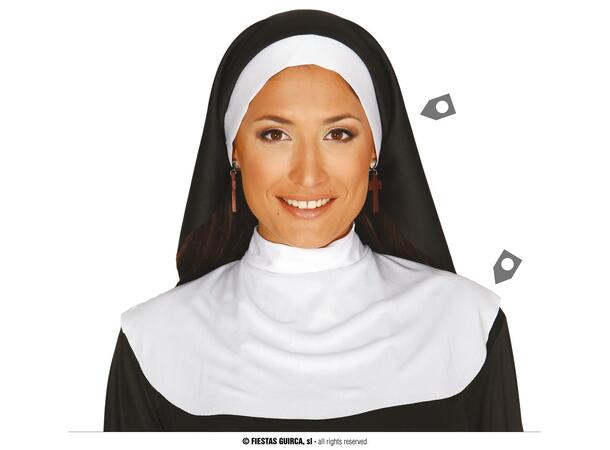 Nonnesett - Sort/Hvit 1 Hodeplagg og krage i polyester 