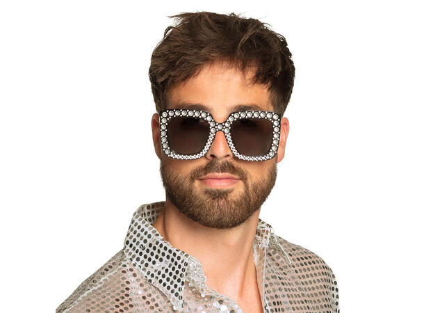 Partybriller - Bling - Sort m/Stener 1 Par briller i plast 