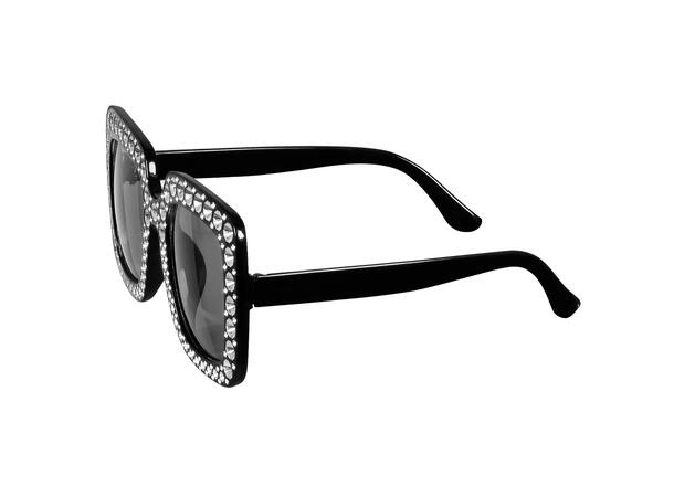 Partybriller - Bling - Sort m/Stener 1 Par briller i plast 