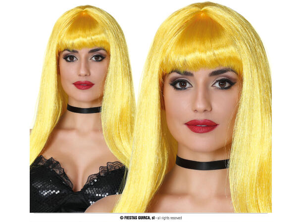 Partykk lang med lugg - Gul 1 Parykk i syntetisk hår 