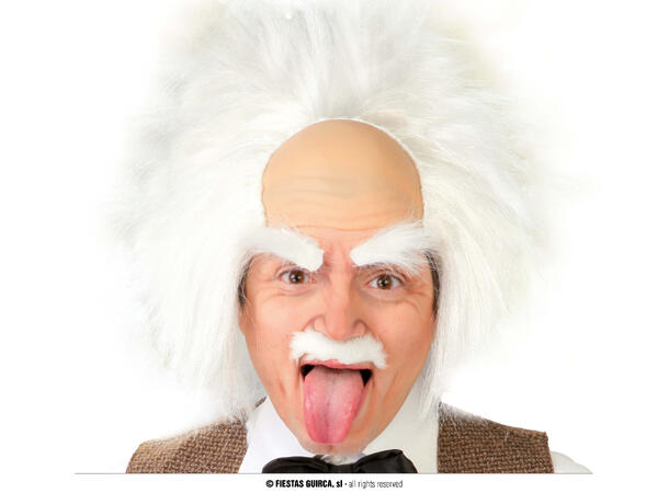 Parykk - Einstein - Hvit 1 Parykk i lateks og syntetisk hår 