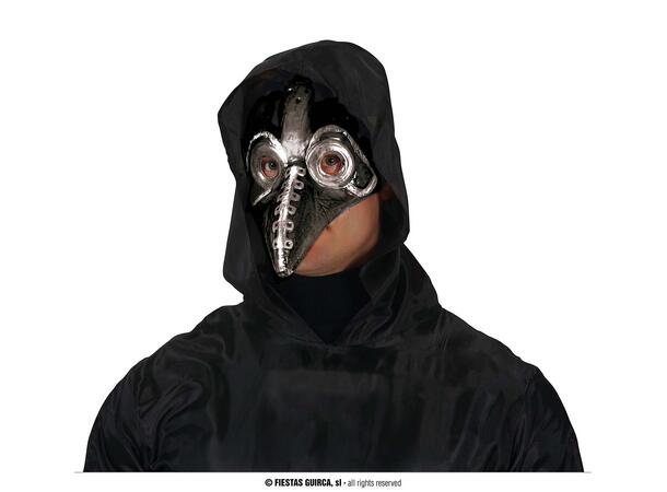 Pestmaske - sølv 1 Maske i PVC 