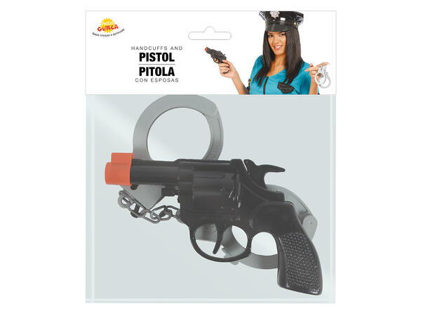 Pistol og håndjern - Politi 1 Pistol og et par håndjern - Voksen 
