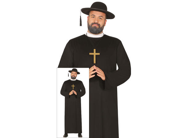 Prestekjole - m/krage - Sort 1 Herrekostyme - str 56-58 (XXL) 