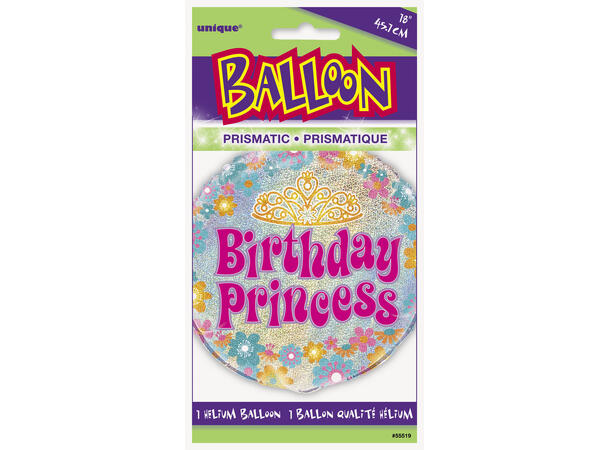 Prismatisk Birthday Princess 1 Folieballong - 46cm(18")