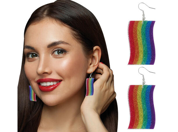 Regnbueøredobber 1 Par øredobber i metall/PVC 