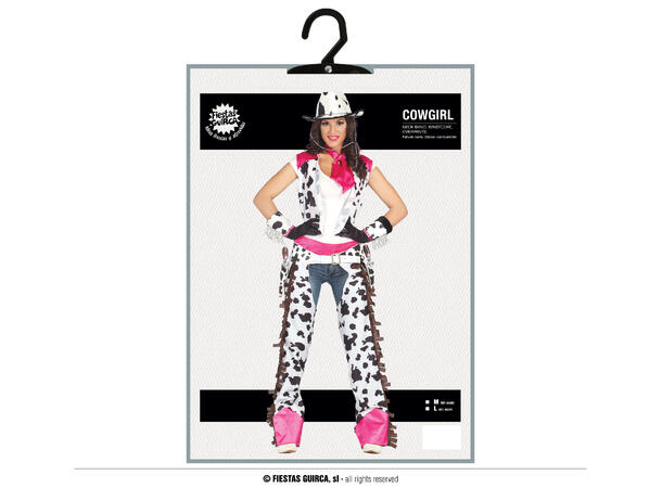 Rodeo Cowgirl - Hvit/rosa/brun 1 Damekostyme - str 42-44 (L) 