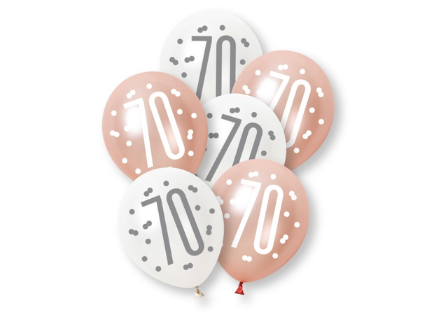 Rosegull Glitz - #70 6 Gummiballonger - 30cm (12") - 2 farger