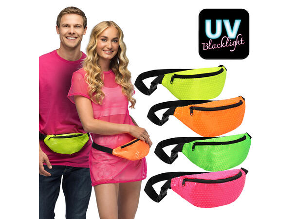 Rumpetaske m/Paljetter - Neon Assortert 1 Caps til voksen - Onesize 