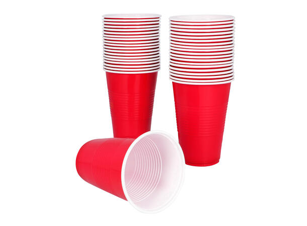 Røde Beerpongglass 40 plastikk kopper -53cl 