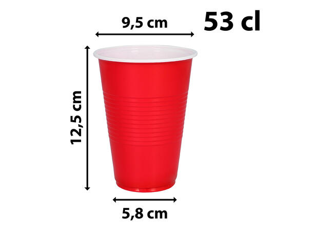 Røde Beerpongglass 40 plastikk kopper -53cl 