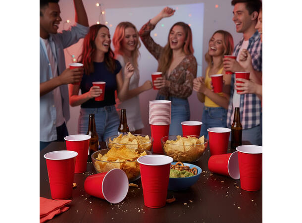 Røde Beerpongglass 40 plastikk kopper -53cl 