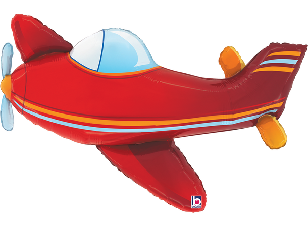 Rødt propellfly 1 Folieballong med form - (88x56 cm) 