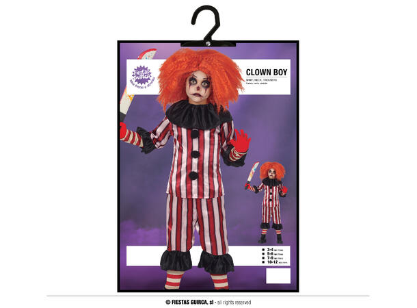 Sirkusklovn - gutt 1 Kostyme til barn - 5-6 år (119 cm) 