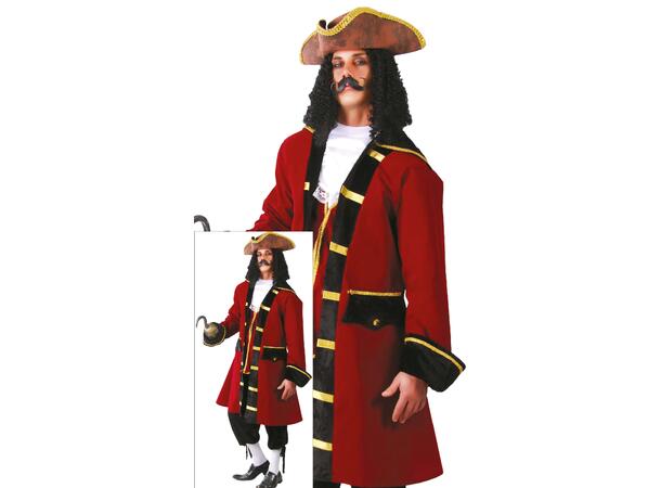 Sjørøverkaptein - Sort/Rød 1 Herrekostyme - str 54-56 (XL) 