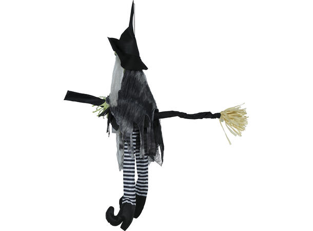Skekkfigur - Hengende heks på kosteskaft 1 Figur m/lyd/lys/begegelse - 110cm 