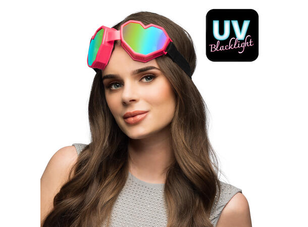 Skibriller hjerteform - Neon Rosa - UV 1 Par briller i plast 