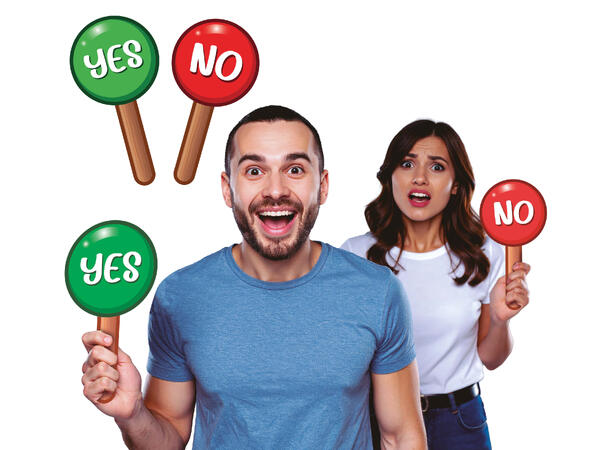 Skilt - "YES" og  "NO" 2 Skilt i plast - 13x25cm 