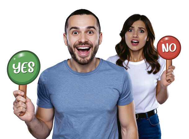 Skilt - "YES" og  "NO" 2 Skilt i plast - 13x25cm 