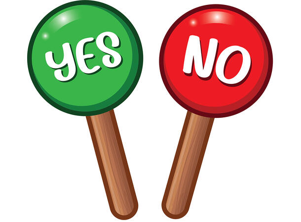Skilt - "YES" og  "NO" 2 Skilt i plast - 13x25cm 