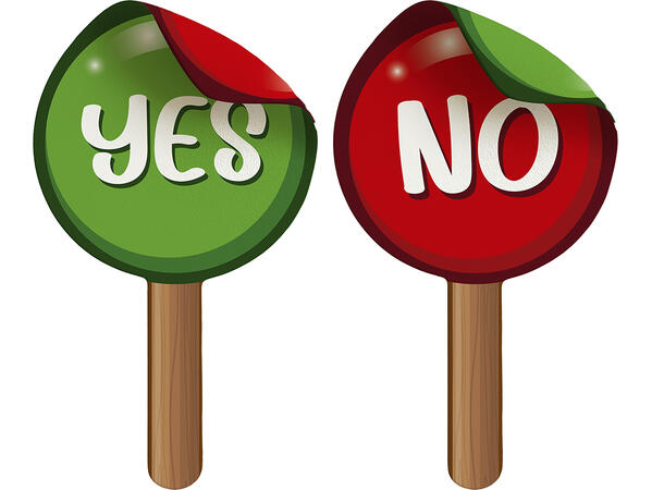 Skilt - "YES" og  "NO" 2 Skilt i plast - 13x25cm 