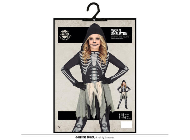 Skjelettdrakt m/filler - Jente 1 Kostyme til barn - 7-9 år (133 cm) 