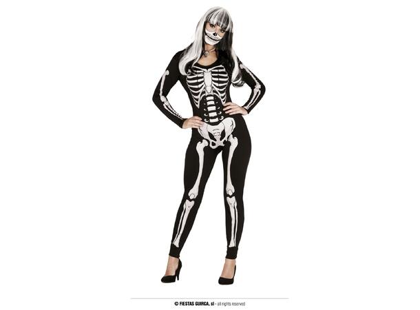 Skjelettkostyme - Onepiece - Sort/hvit 1 Damekostyme - str 42-44 (L) 