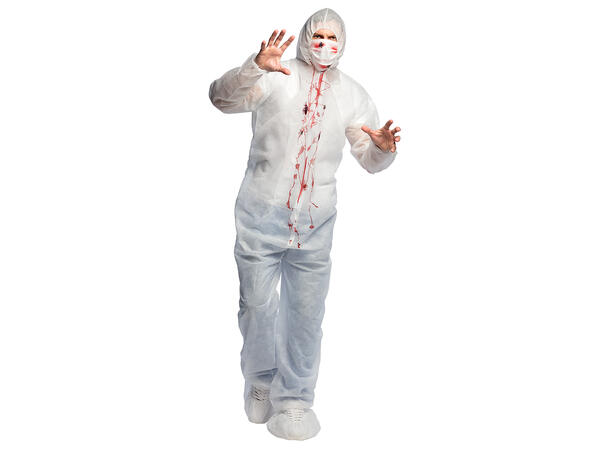 Skrekkdoktor -Hvit m/blod og kakerlakker 1 Herrekostyme - Str M/L 