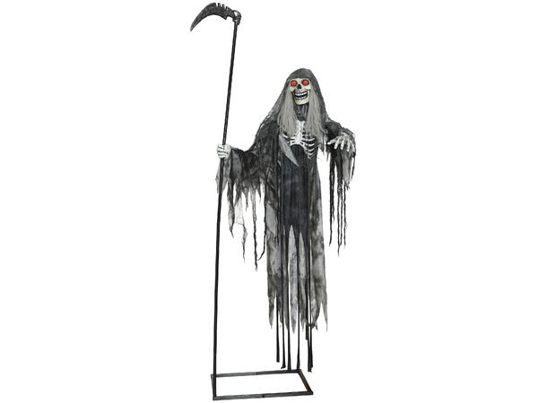 Skrekkfigur - Døden - Skjelett med ljå 1 Figur m/lyd/lys/begegelse - 205cm 