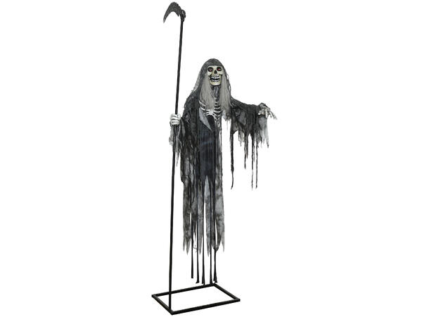 Skrekkfigur - Døden - Skjelett med ljå 1 Figur m/lyd/lys/begegelse - 205cm 