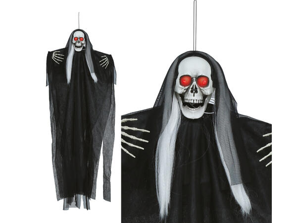Skrekkfigur - Hengende skjelett m/hår 1 Figur m/lyd/lys/begegelse - 105cm 