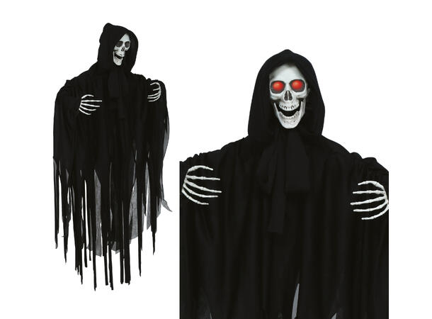 Skrekkfigur - Hengende skjelett m/kappe 1 Figur m/lyd/lys/begegelse - 90cm 