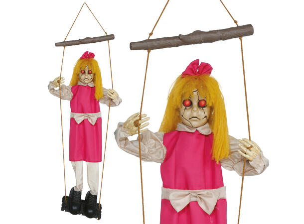 Skrekkfigur - Jente på huske 1 Figur m/lyd/lys/begegelse - 105cm 