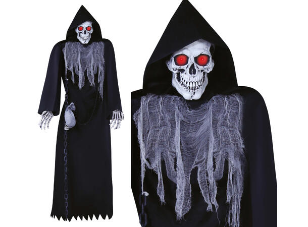 Skrekkfigur - Skjelett i kappe m/hette 1 Figur m/lyd/lys/begegelse - 250cm 