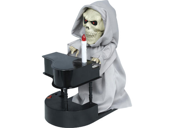 Skrekkfigur - Skjelett med piano 1 Figur m/lyd/lys/begegelse - 32x15cm 