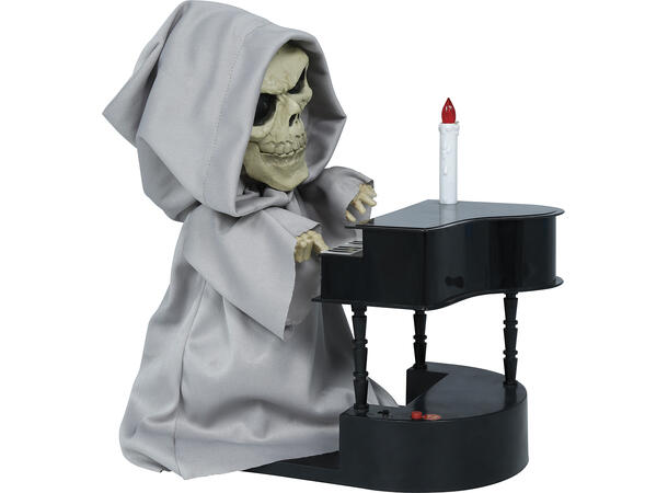 Skrekkfigur - Skjelett med piano 1 Figur m/lyd/lys/begegelse - 32x15cm 