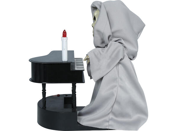 Skrekkfigur - Skjelett med piano 1 Figur m/lyd/lys/begegelse - 32x15cm 