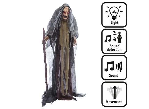 Skrekkfigur - Stående heks - Orenda 1 Figur m/Lys/Lyd/Bevegelse - 160cm 
