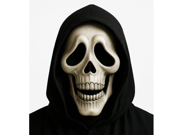 Skrikmaske - Hodeskalle - m/hette 1 Maske i skum og polyester 
