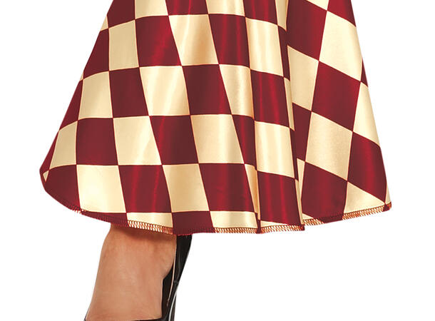 Skummel klovn - Rød/Hvit ruter 1 Damekostyme - str 36-38 (S) 