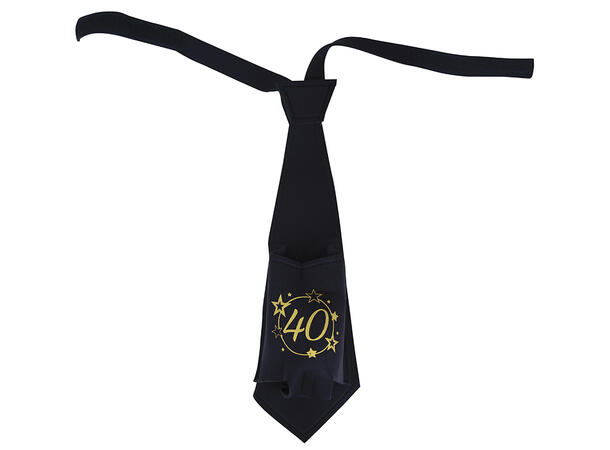 Slips - Sort/gull - "40" år 1 Slips i ployester 