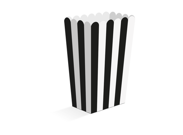 Snackboks - Sorte striper 8 Snacksbokser i papir - 6,3x4,4x13,5cm 