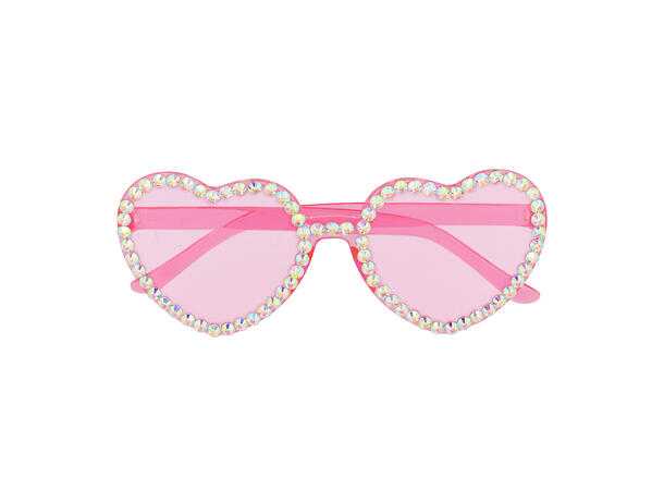 Solbriller - Hjerteform - Rosa m/stener 1 Par briller i plast 