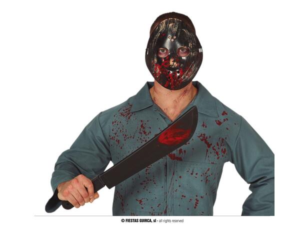 Sort hockeymaske og machete - blodig 1 Maske og machete i PVC 