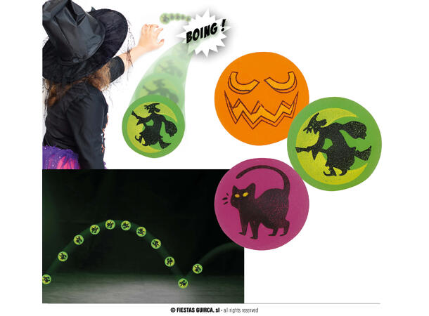 Sprettball - Selvlysende - Ass farger 3 Sprettballer - 4,5cm 