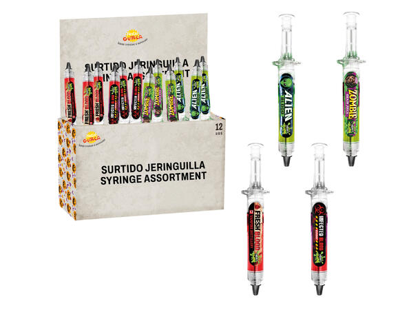 Sprøyter med blod - 4 assorterte Display med 48 sprøyter - 10ml 