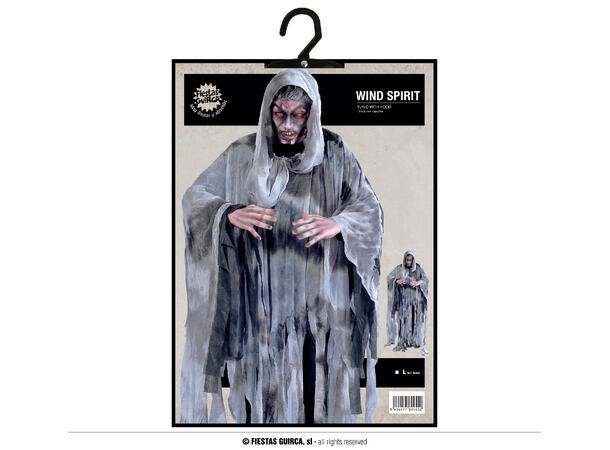 Spøkelse - tunika  m/hette - Grå 1 Herrekostyme - str 52-54 (L) 